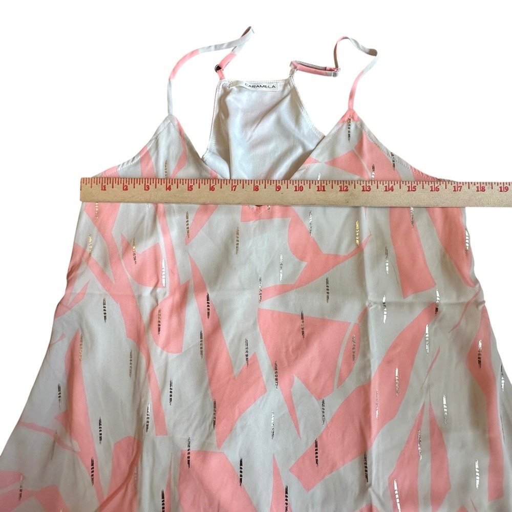 Caramela Top NWOT Medium Sleeveless V Neck Pink Abstract Blouse Y2K aesthetic - Picture 5 of 8